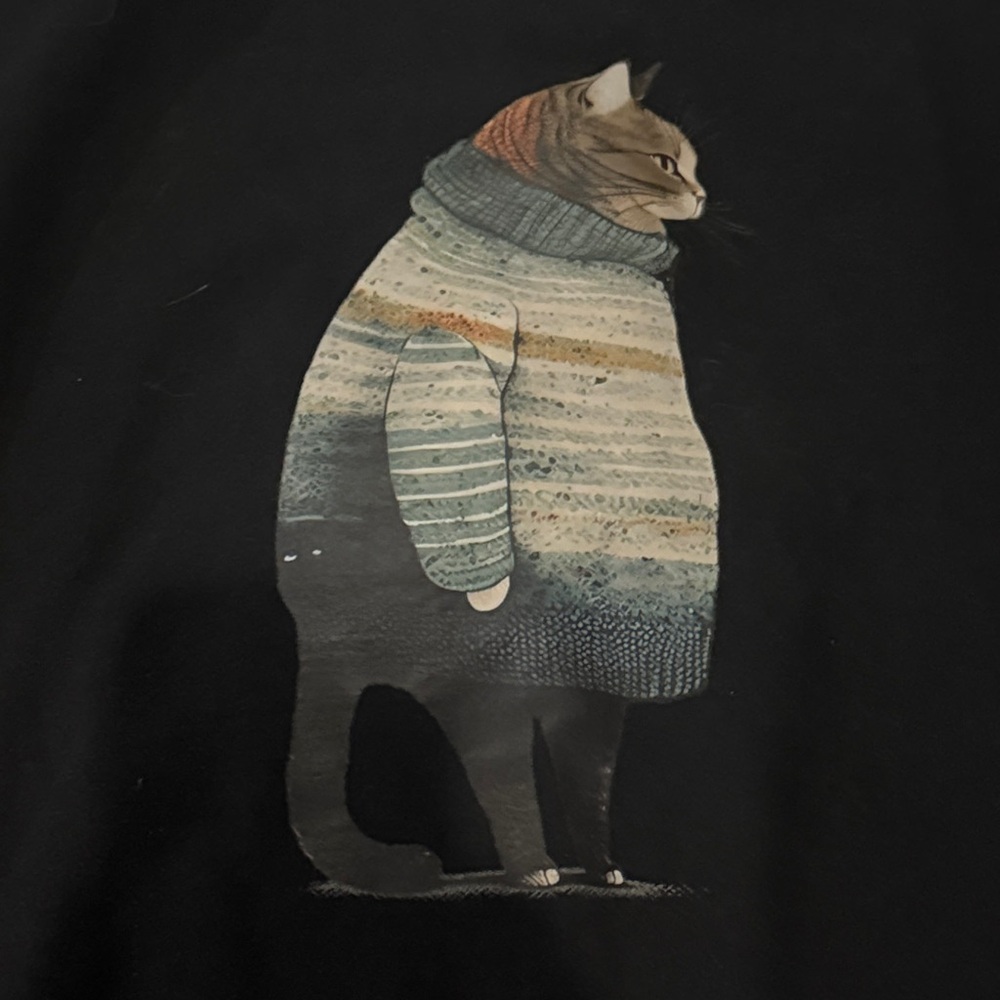 Gilden Sweatshirt with Fat Cat in Striped Sweater Design  NWOT - Picture 4 of 6